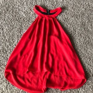 Red sleeveless top